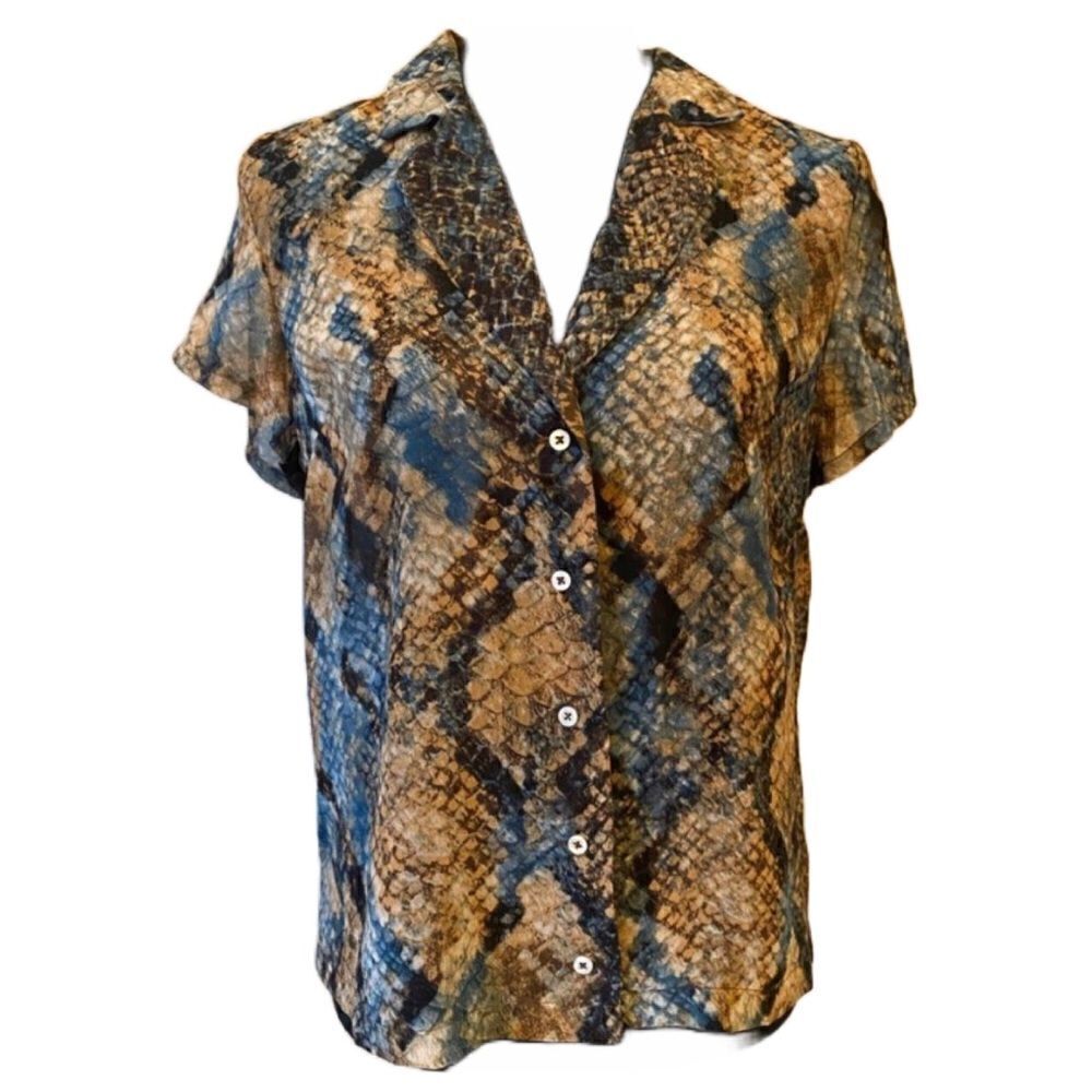 Decker Sheer Python Button Down SZ M - Picture 4 of 10